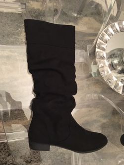 Black suede knee high boots