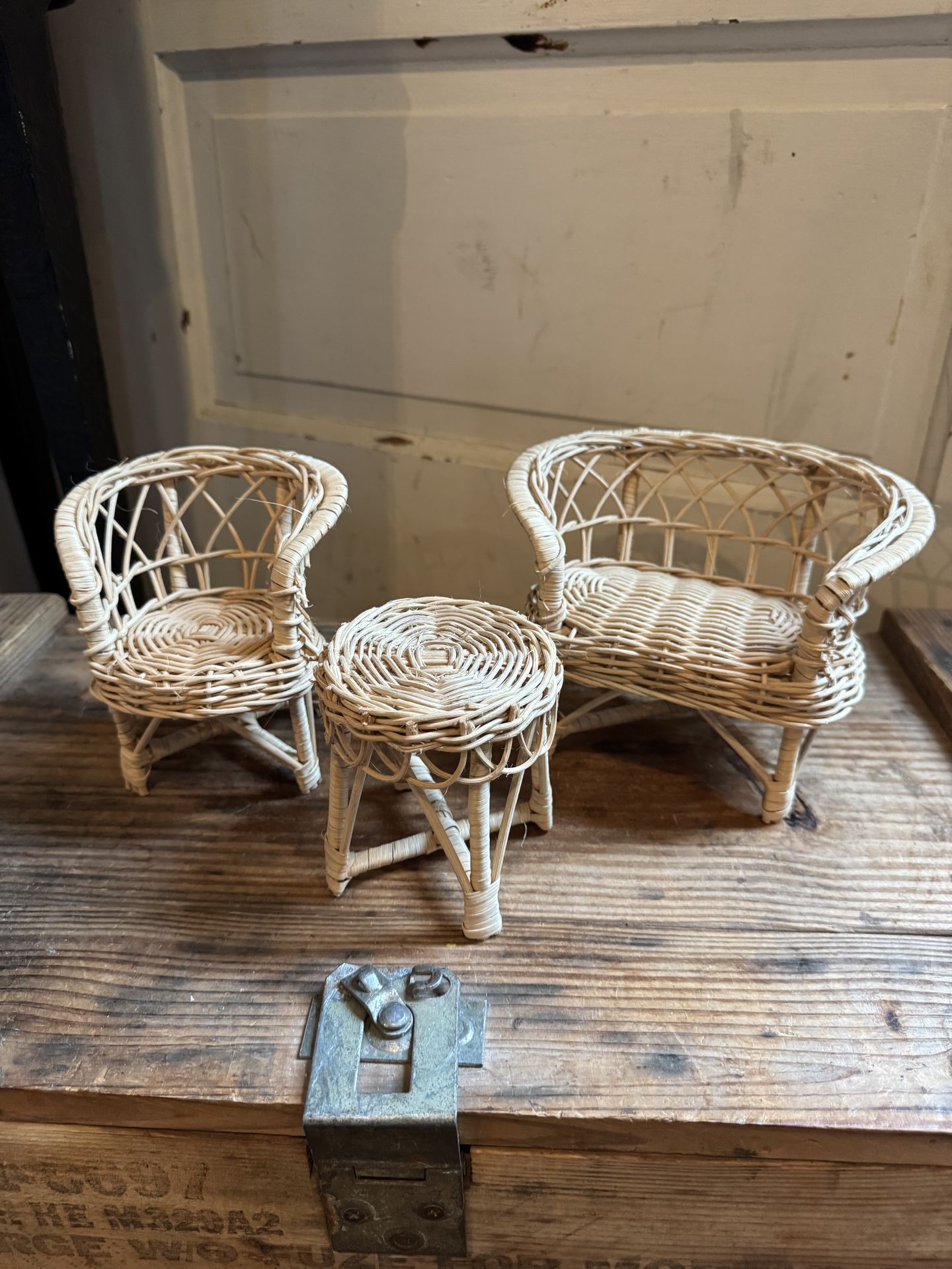 Natural Rattan Wicker Doll Furniture.