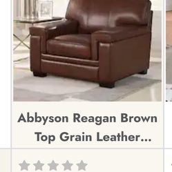 Abbyson Reagan Brown Top Grain Leather Armchair 