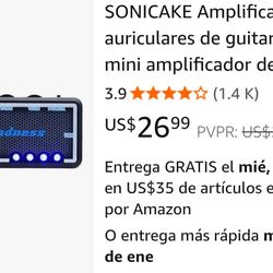 SONICAKE Guitar Bass Headphone Amplifier Mini Headphone Amp US Madness Rechargeable Pocket Chorus Effects