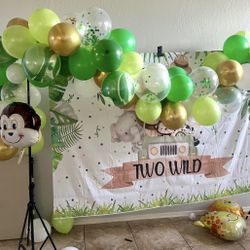 Two Wild Backdrop Jungle Theme $10