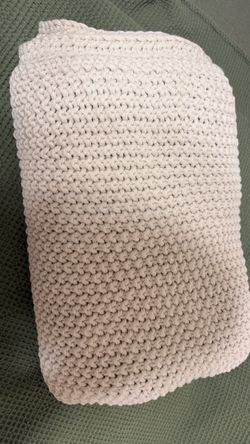 Full/Queen Cream Chunky Knit Throw Blanket