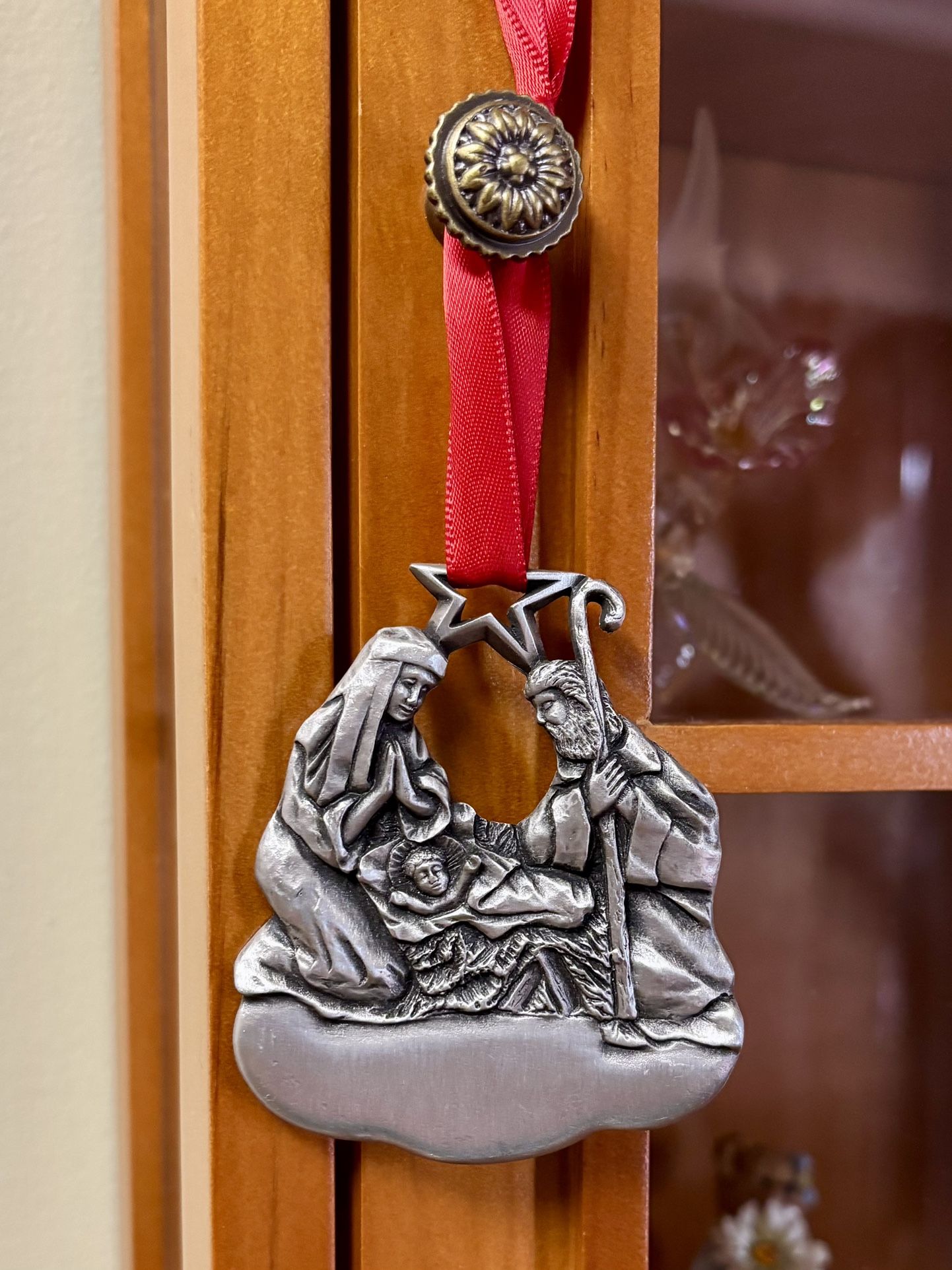 Gloria Duchin Pewter Art Christmas Nativity Ornament Mary, Joseph Star of David Religious Vintage