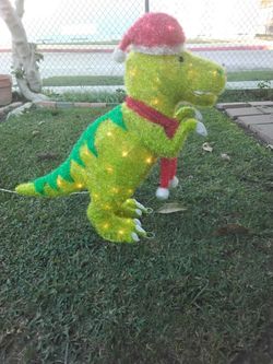 Light-Up Christmas T-Rex Yard Decoration