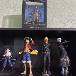 Anime Bundle (Figures/statues, Clock, Rug) + Jack Sparrow Action + Marvel Venom Figures 