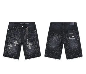 New Size 38 Purple Brand Denim Shorts with Crystal Embellishments