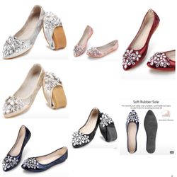 Woman’s Ballet Flat Rhinestones Soft Shoes (SIZE 7.5)