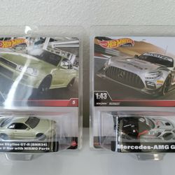Hot Wheels Premium Mercedes or Nissan Skyline Cars