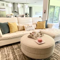 White Leather Sectional 