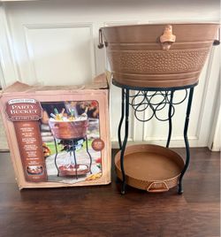 Galvanized Copper Party Bucket complete with a stand and tray