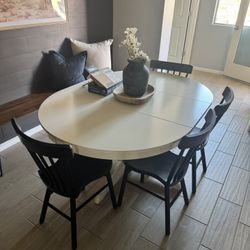 White Table & 4 Black Chairs