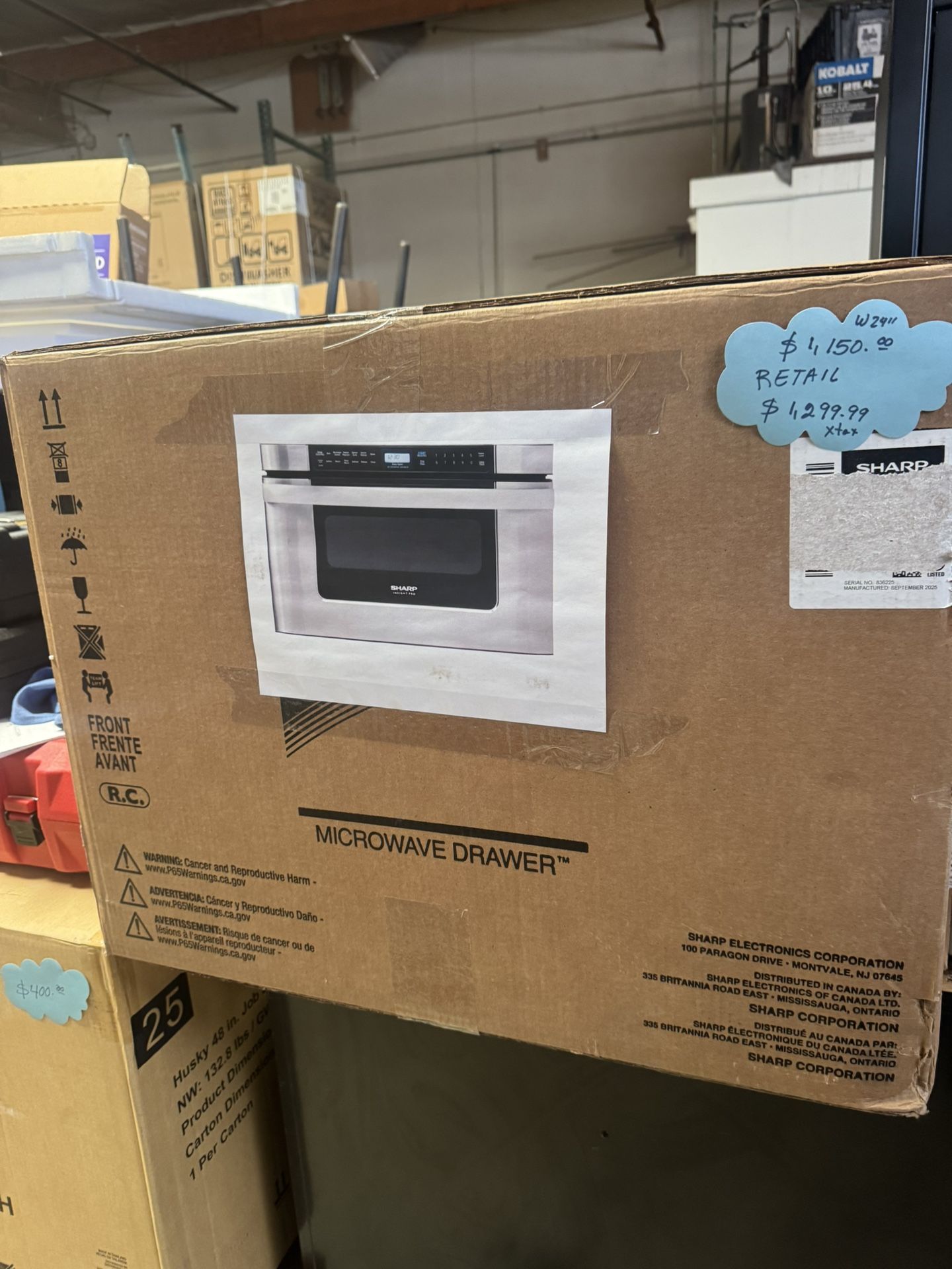 Box Microwave Drawer Sharp Stainless Steel W 24”