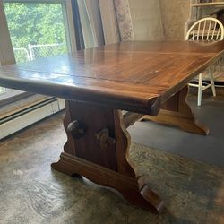 Solid Wood Trestle Dining Table Country Rustic Home 
