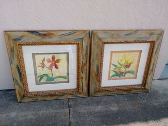 Beautiful gold framed wall art home decor of orchids