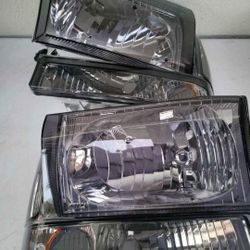 99-04 Ford F250-F550 00-04 Excursion Headlights Luces Micas Calaveras Faros Faroles Headlamps 