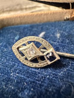 10k vintage white gold and diamond and sapphire