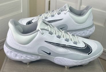 Nike Alpha Huarache Elite 4 Low White/Gray/Black Metal Baseball Cleats - FD2745-100 - Men’s size 15 - New