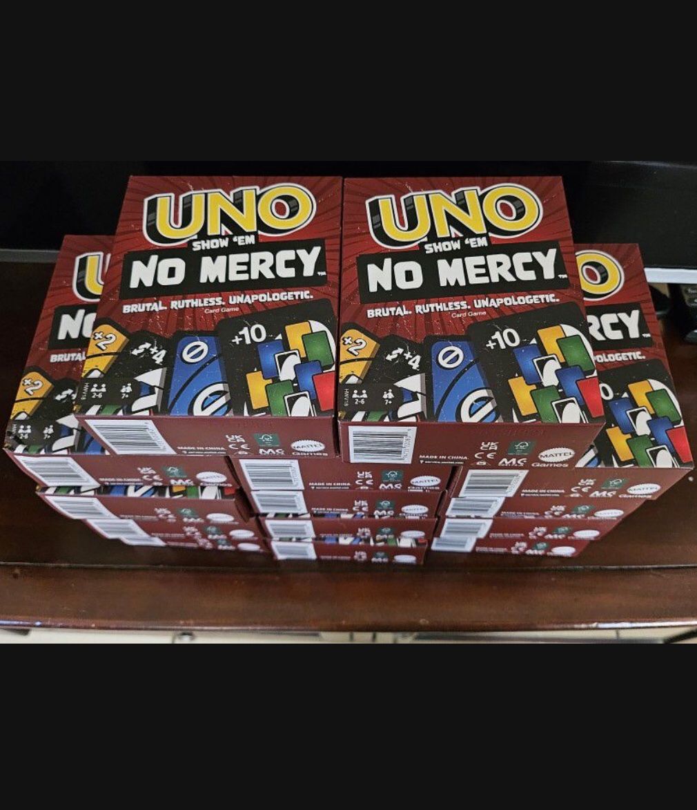 UNO NO MERCY GAME IN HAND. SOLD OUT IN STORES