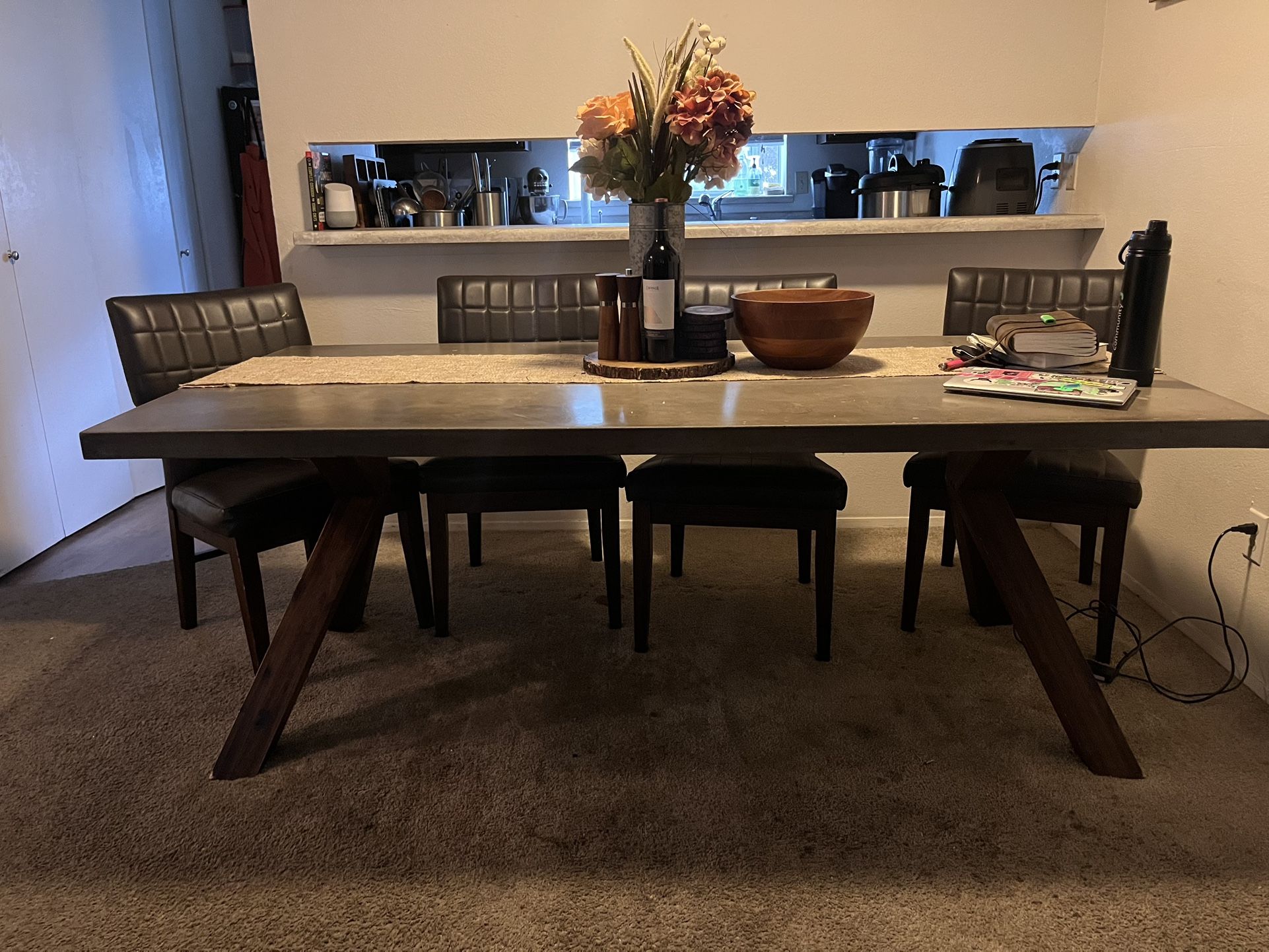 Concrete and Wood Dining Table for Sale!