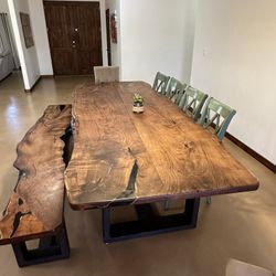 Custom Mesquite Dining Table & Matching Bench