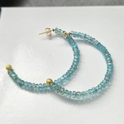 Genuine Apatite Half Hoop Earrings 