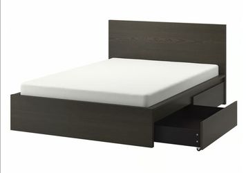 Malm queen bed frame dark brown