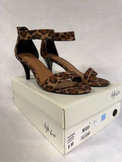 Style & Co Leopard Print Heeled Sandals Size 8M