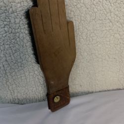 Vintage Wooden Hand Clothes Brush Lint Remover Leather Handle Bristles 