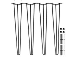 Hairpin Table Legs 28" Black Set of 4 Desk Legs 880lbs Load Capacity (Each 220lbs) Hairpin Desk Legs 3 Rods for Bench Desk Dining End Table Chairs Car