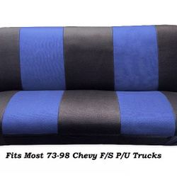 Mesh Black/Blue Full Size Bench Seat Cover, Fits Most 73-99 Chevy F/S P/U Trucks