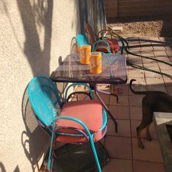 2 Metal Table 8 Chairs