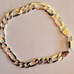 New 7 In 5.8mm  925 ITALY SILVER  FIGARO BRACELET 