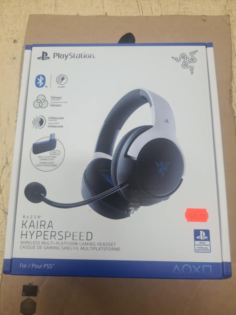 Razer Kaira HyperSpeed Wireless Gaming Headset for PlayStation 5 / PS5, PS4, PC, Mobile: 50mm Drivers - HyperClear Cardioid Mic - Memory Foam Cushions