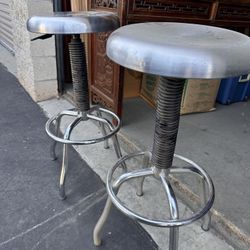 Set Of Metal Bar Stools 
