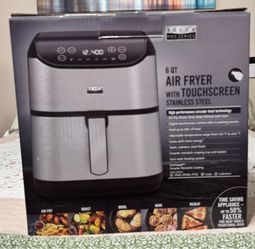 Bella Air Fryer 6QT touchscreen stainless steel