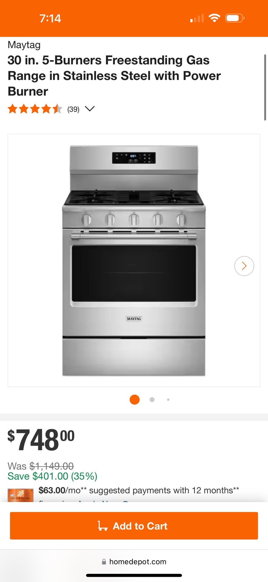 30 in gas range stove 