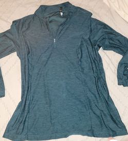 Torrid Teal Quarter-Zip Long Sleeve Top