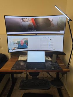 Uplift Desk with Custom 48" x 30" Butcher Block and all accessories