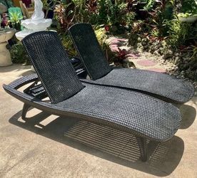 Keter Pacific Rattan Outdoor Adjustable Sun Lounger Reclining Backrest, Black