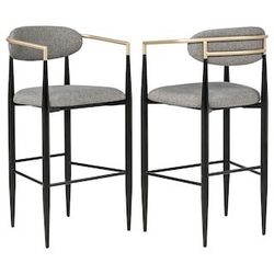 Tina Fabric Upholstered Chair (Set of 2) - Dark Grey - Bar Height