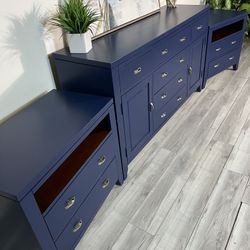 3-Piece Modern Navy Blue Dresser Set ✨