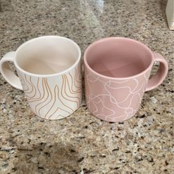 Whitney Kerney Set Of Two Mugs Pink And Cream