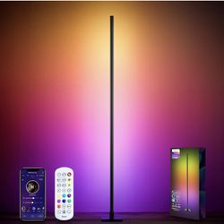New In Box New in box Corner Floor Lamp, Smart LED,DIY Scene Mode,Music Sync, RGB Color Changing with App and Remote Control, Standing Lamp for Living