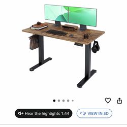 Electric Standing Desk, Adjustable Height Stand up Desk, 24x48 Inches Sit Stand Home Office Desk with Splice Board, Black Frame/Rustic Brown Top