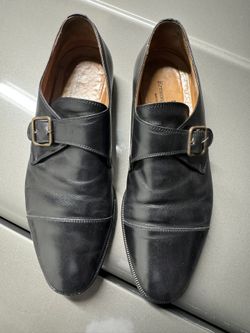 Zegna single monk strap dress shoes black size 8