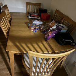 Wood Table W/ 6 Chairs 