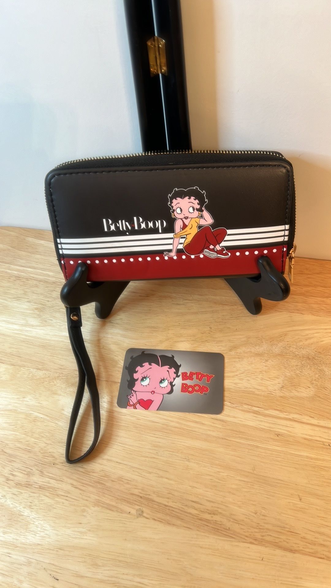 Betty Boop Black Wallet black Double Zipper