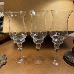 Princess House Hurricane Lamp & Globe Qty 3