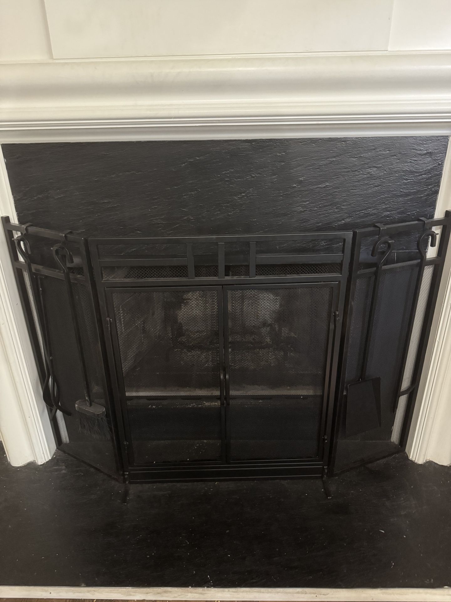 Fireplace Screen with Door and Tools Set