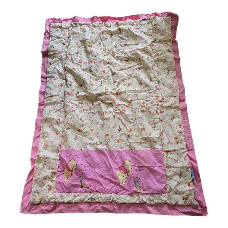 Vintage Disney Baby Winnie Pooh Roo Flowers For You Baby Blanket 35 X 47